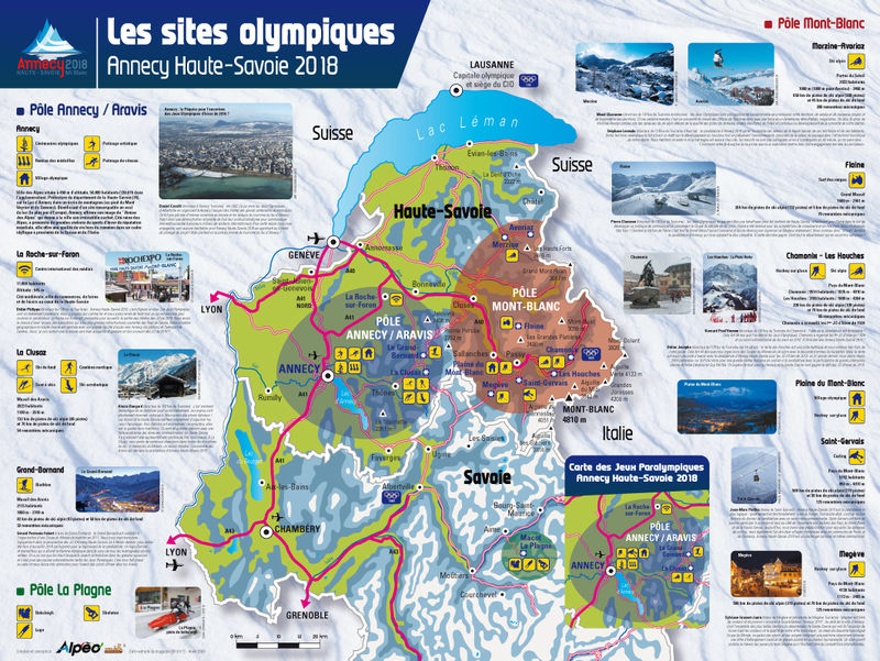 Carte des sites olympiques Annecy 2018